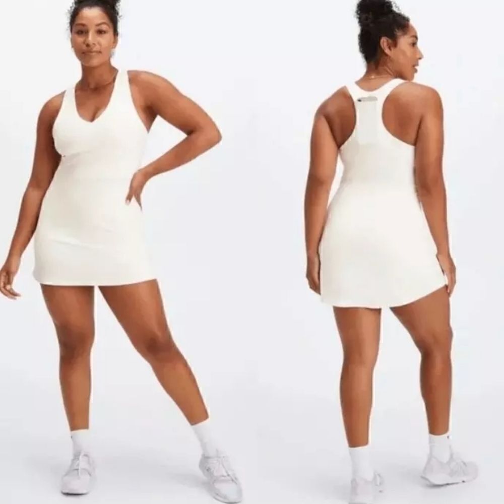 Fabletics White Built In Bra Dress Large